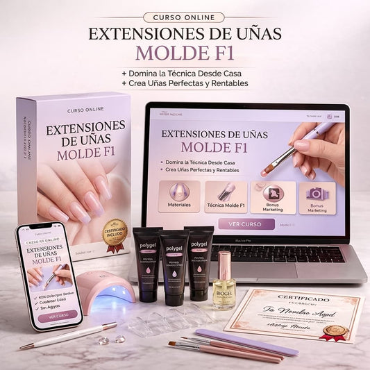 Curso de uñas molde F1 + 5 bonos de regalo (100% en videos)